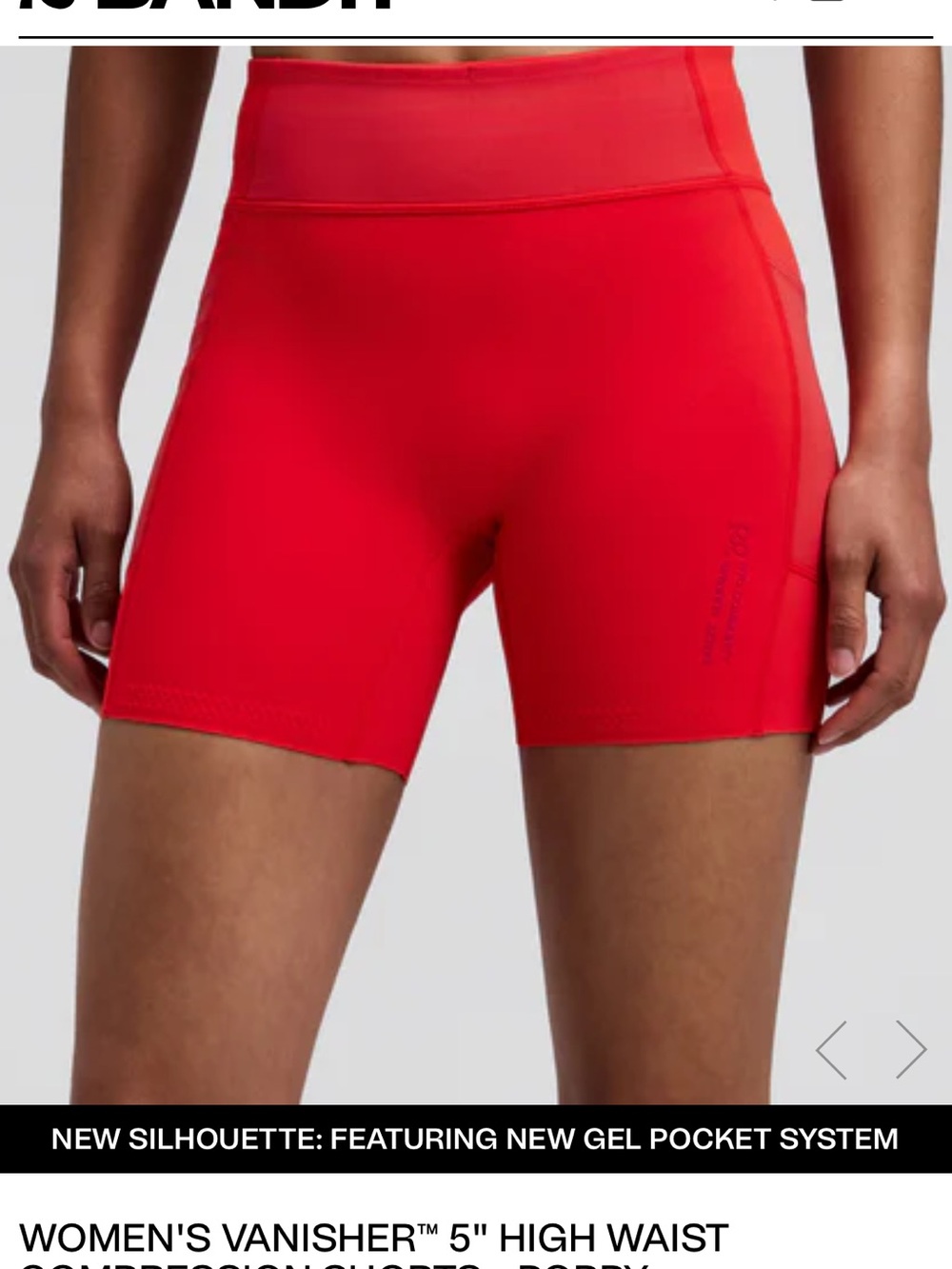 Bandit Running Women's High-Rise Vanisher Bike Shorts — Poppy NWT